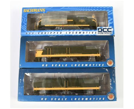 Bachmann H0 Scale Canadian National Diesel Locomotives consisting of 64601 Alco FA2, 64801 Alco FB2 and 62804 GP9 No.1701, Ex