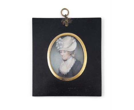 ENGLISH SCHOOL (19TH CENTURY)Portrait of lady with bonnetColour on ivory, 7.5 x 6cm ** Please note that this lot contains ivo