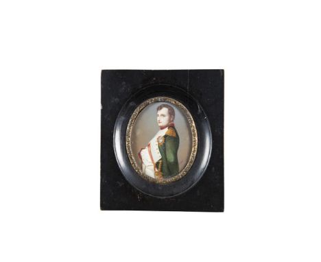 ATTRIBUTED TO PIERRE LOUIS BOUVIER (1765 - 1836)Portrait of a Gentleman Oval, oil on ivory card, 9.5cm highSigned 'Bouvier 18