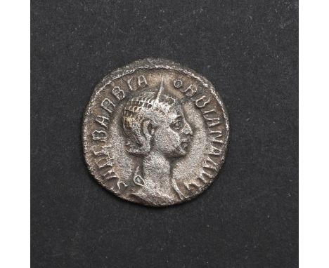 A silver denarius, obverse with diadem and draped bust r. Reverse Concordia enthroned l. holding patera and double cornucopia