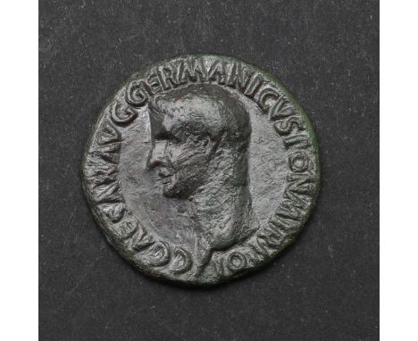A copper as. bare headed portrait l. Reverse Vesta seated holding patera and sceptre between S.C. c.10.0g. *CR A nice example