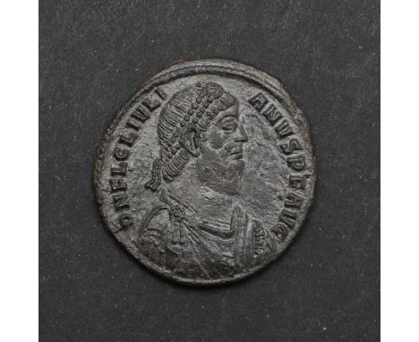 A Billon double maiorina. Diademed draped and cuirassed bust r. Reverse a bull standing r. with two stars above, Securitas Re