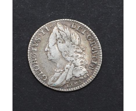 A George II sixpence, old laureate and draped bust with LIMA below l. reverse with plain angles and dated 1746. *CR Slightly 