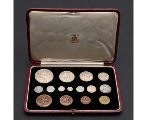 A 1937 fifteen coin set comprising crown, Halfcrown, florin, two shillings, sixpence, threepence, Maundy 4d to 1d, copper pen