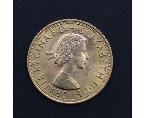 An Elizabeth II Sovereign, bare head r. reverse George and the dragon, dated 1962. *CR Light surface marks only. A nice examp