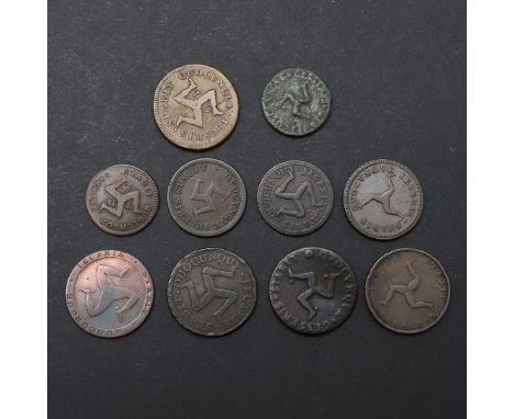 Isle of Man copper: Issues under James Stanley, Tenth of Earl of Derby, first issue cast penny, 1709, Stanley crest above dat