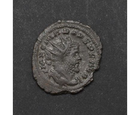 A billon Antoninianus of Marius. Radiate and cuirassed bust r. Reverse with clasped hands. c.3.10g. A very short lived empero