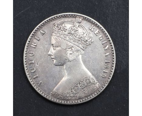 A Queen Victoria Florin, Godless type, gothic bust l. dated 1849. *CR A nice example with only very light marking to surfaces