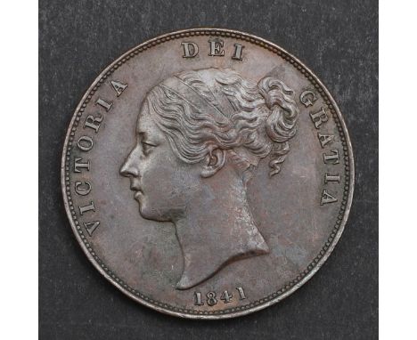 A Queen Victoria penny, young head l. dated 1841, reverse with seated figure of Britannia, with colon after REG. *CR A lovely