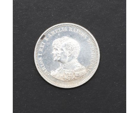 A Portuguese 200 Reis, with conjoined portraits of Charles and Amelia, reverse marked 200 Reis and dated 1498-1898. *CR Very 