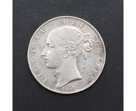 Young portrait bust l. dated 1847, reverse, crowned shield regnal year XI to the rim with cinquefoil stops. *CR A nice exampl