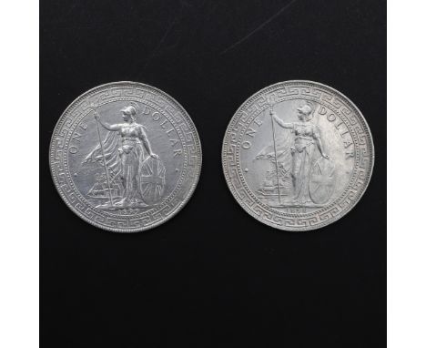 A Hong Kong Dollar, standing figure of Britannia with spear and shield, dated 1898, 27.02g. Similar dated 1899, 26.91g. (2). 
