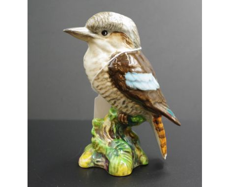 Beswick painted kookaburra ceramic figure standing on natural form base, marked to base and # 1159, (repair to wingtip), (hei