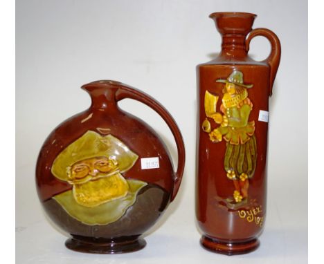 Two Royal Doulton Kingsware whisky flasks Dewar's Scotch whiskey, including Oyex Oyex, both without stoppers, height 26cm app