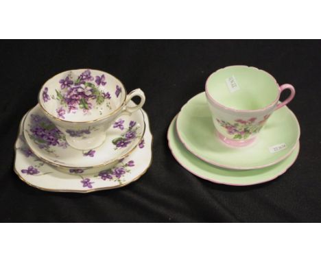 Shelley "stocks" trio together with a Hammersley violet trio