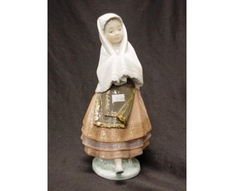 Lladro young lady with shawl figure height 26.5cm approx