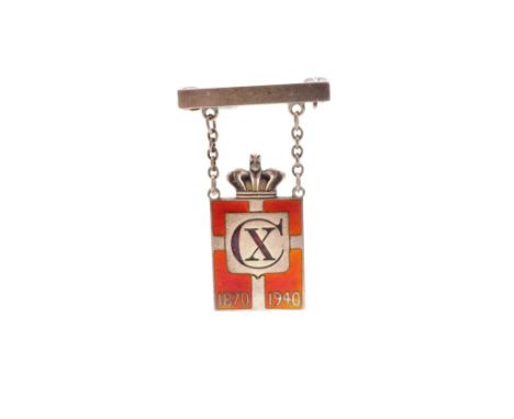 Retro period Georg Jensen silver &amp; enamel brooch for King Christian X, marked 925, maker: Georg Jensen