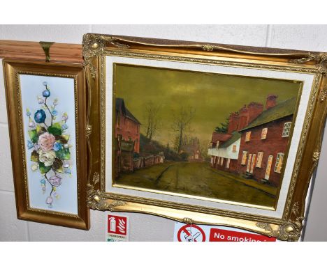 A QUANTITY OF PAINTINGS AND PRINTS ETC,  to include a D.B. Wilson nostalgic village view oil on canvas, approximate size 34cm