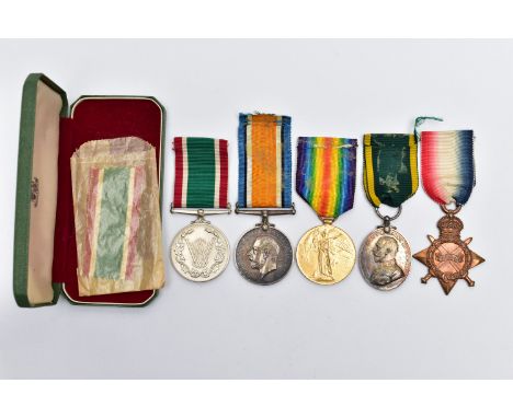 FOUR MILITARY MEDALDS AND A WOMENS SERVICE MEDAL, to include a WWI Victory medal and war medal both awarded to '2027 W.O.CL.2