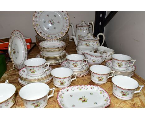 A FIFTY ONE PIECE WEDGWOOD 'BIANCA' R4499 PART DINNER SERVICE, printed 'Williamsburg Commemorative Ware', comprising a teapot