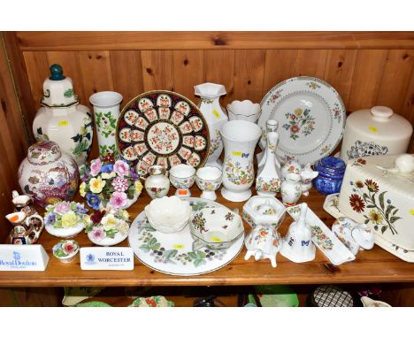 A COLLECTION OF NAMED CERAMICS, comprising Aynsley 'Cottage Garden' pattern giftware and five vases, a Ringtons tea caddy by 