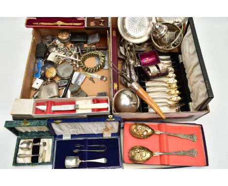 A BOX OF ASSORTED ITEMS, to include a 'Timex' pocket watch, a ladys cased 'Rotary' wristwatch, a 'Wylerma' wrist watch, a cas