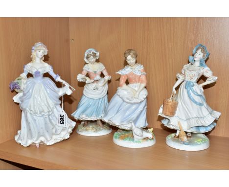 FOUR COALPORT AND ROYAL WORCESTER FIGURINES, comprising Coalport for Compton &amp; Woodhouse 'Lavender Sweet Lavender', limit