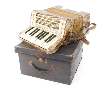 A Lyroni accordion, cased.