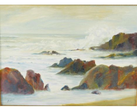 John Thornton (British, 20thC). Seascape, oil on canvas, signed, dated '86, 29cm high, 39cm wide.