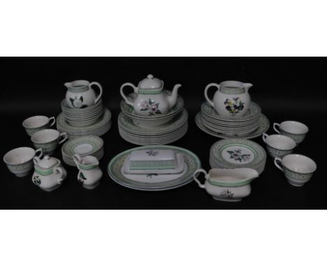 A part dinner service of The Appleby Collection Royal Horticultural Society ceramics, comprising soup bowls, plates, saucers,