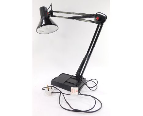 A weighted plastic and metal anglepoise lamp, 80cm high.