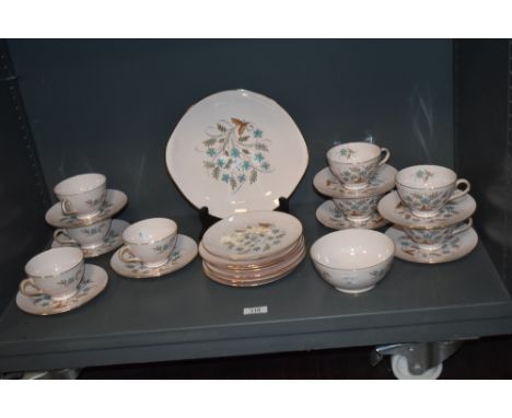 A mid century Tuscan Blue Star pattern part tea service