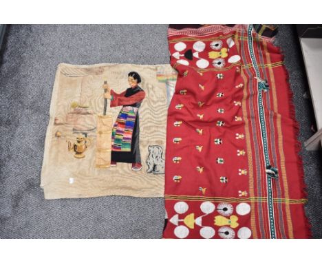 A 1960s Tibetan tapestry cushion cover and a throw.
Cusion cover measure 26 x 25 inch
Throw measures 86 x 55 inch