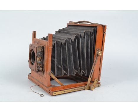 A Sands Hunter Half Plate Mahogany Field Camera Body, circa 1910, nameplate  SANDS, HUNTER &amp; CO LTD 37 BEDFORD ST STRAND 