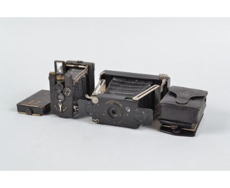 Two Strut Folding Cameras, a Murer &amp; Duroni Sprite 4.5 x 6cm plate camera, serial no 2181, shutter not working, a plate h