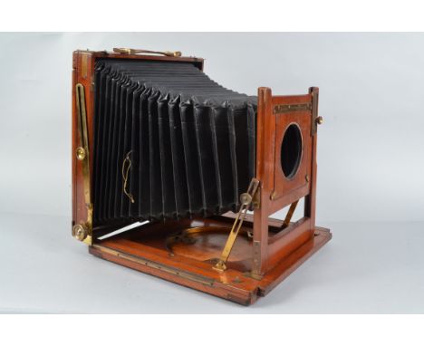 A Marion Perfection 12 x 10in Mahogany Field Camera Body, circa 1895, brass nameplate  MARION &amp; CO PERFECTION LONDON W, c