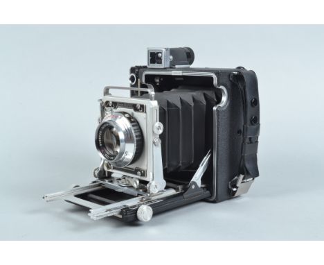 A Graflex Crown Graphic Camera, serial no 706089, body VG, bellows G-VG, with Linhof Schneider Kreuznach 105mm f/3.5 Xenar le