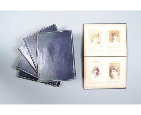 Cartes de Visite Albums,  set of six blue leather photograph albums, bound and numbered on spine en suite, including actresse