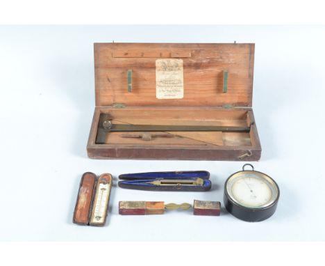 Various Instruments,  W &amp; S Jones pair of dividers, in fitted case; mid-19th Century Thomas Jones &amp; Sons anodised bra