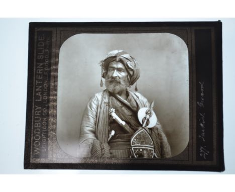3¼sq in Square Woodburytype Topographical Magic Lantern Slides,  labelled 'Woodbury Lantern Slide, Sciopticon Co, London, F G
