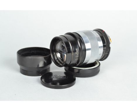 A Leitz Wetzlar Hektor 73mm f/1.9 Lens full chrome focusing ring, serial no 235933, 1934, barrel G, elements F-G, haze, glass