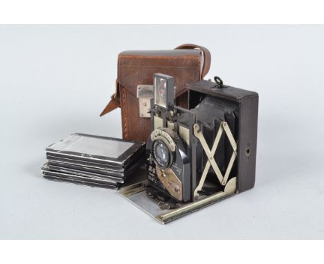 A Newman &amp; Guardia Baby Sibyl Folding Plate Camera, 6 x 4.5cm format, body G, shutter not working, a Carl Zeiss Jena Tess