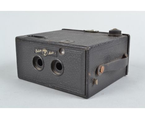 A Thornton Pickard Stereo Puck Camera, patent no 370676, shutter working, body G, some wear to leatherette, brassing to pins,