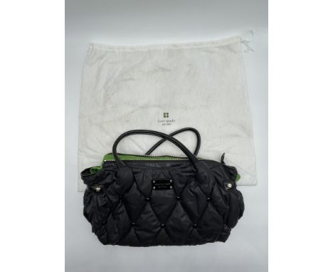 Kate Spade Nylon Black Puffy Quilted Green Lining Shoulder Bag. 
No further descriptions, photographs, or condition reports a