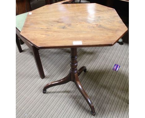 A 19th century mahogany octagonal tilt top tripod table 71 cm high