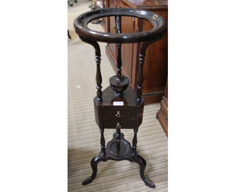 A Georgian design mahogany wash / wig stand, 85cm high on tripod base