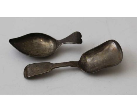 William Pugh, a George III silver leaf bowl caddy spoon, Birmingham 1808, together with one other silver caddy spoon, combine