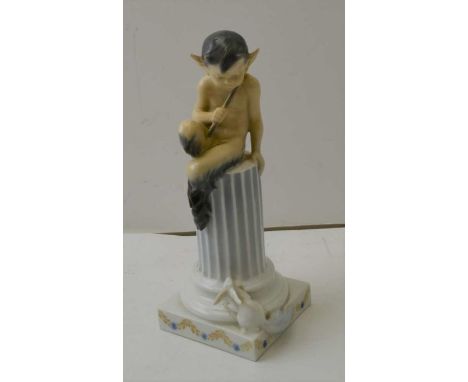 A Royal Copenhagen ceramic pan on column (456),&nbsp; 21 cm high