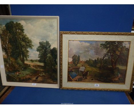 Two framed Constable prints "The Cornfield" and "Flatford Mill".