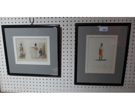 SOLD IN TIMED AUCTION A hand tinted print of an imperial Austrian general together with a print of 18th/19th Century British 